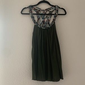 Nina & Sue Olive Green Crochet Tank Top